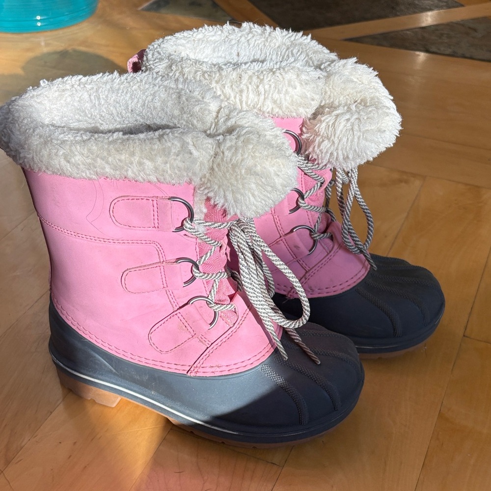 Cat & Jack Pink and Gray Kids Snow Boots